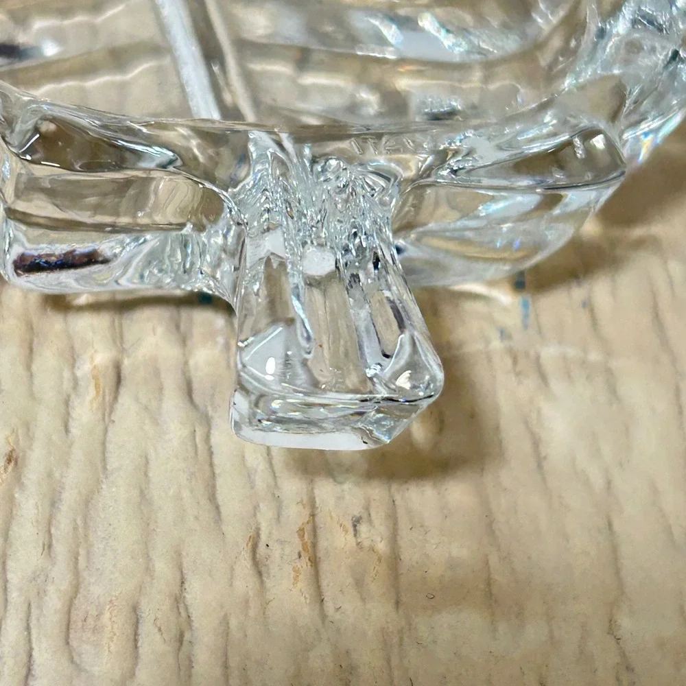 Vintage Clear Italian Glass Leaf Trinket‎ Dish Ash Tray